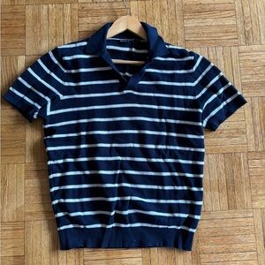Brave Soul Navy and White Striped Polo Shirt